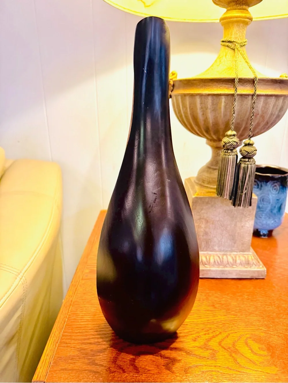 Black and Natural solid Wood Accent Vase - Modern Home Accent